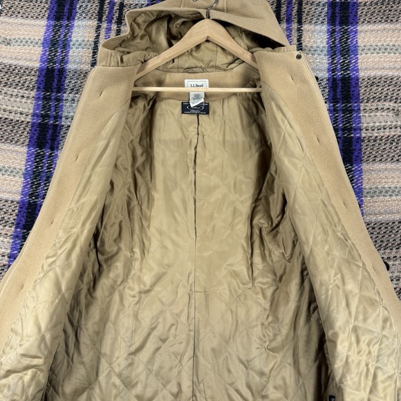 L.L. Bean Vintage Wool Duffle Coat Women's 12 Bellandi Italian Fabric Hooded - Picture 3 of 9